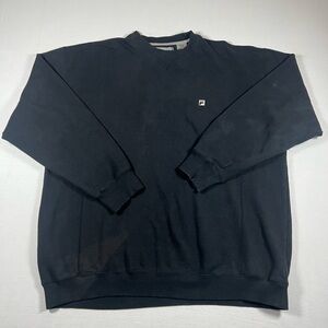 Vintage Fila Black Crewneck Sweater Embroidered Logo Men Size XL